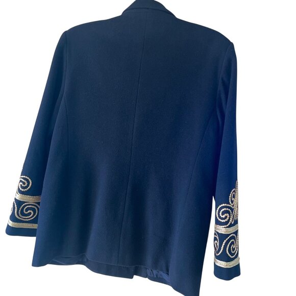 Lew Magram Collection Vintage Womens Blazer Size 12 Black Nautical Military - Picture 3 of 11